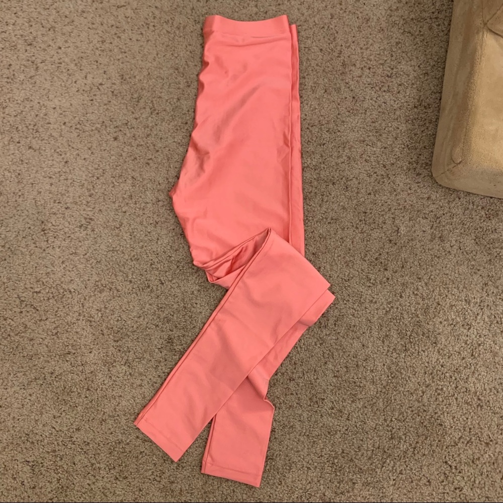 American Apparel coral pink Flamingo 80s spandex style high waisted Leggings